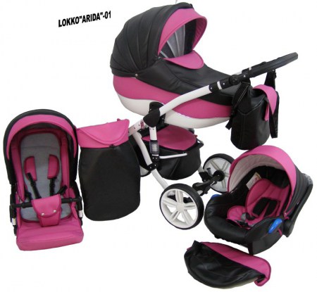 Lokko Árida rosa negro 01 carro de bebe 3 en 1 2019